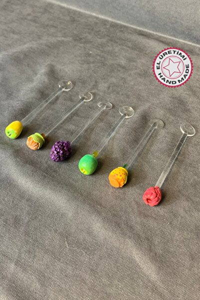 Uretti - Pınar 2572 El Yapımı Tasarım 6'lı Cam Çay Kaşığı