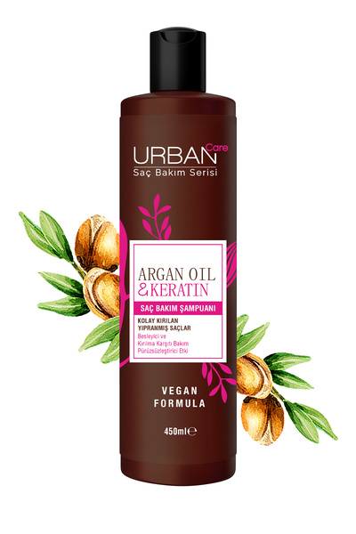 Urban Care Argan Yağı & Keratin Besleyici ve Kırılma Karşıtı Saç Bakım Şampuanı -vegan-450ml