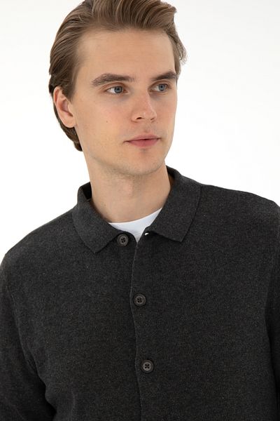 U.S. Polo Assn. Men's Anthracite Melange Knitwear Cardigan 50297074 -Vr081
