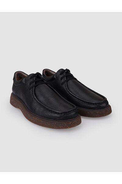 Cabani 100% Genuine Leather Black Lace-Up Men's Casual Shoes