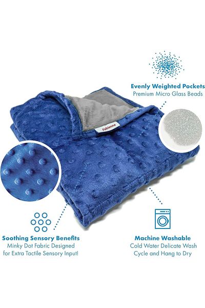 Fabienne Weighted Lap Pad for Kids 3Lbs Weighted Lap Blanket for Home/School 56x48cm Blue/Grey