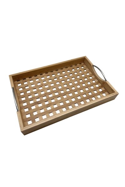 Bien Servi Elegant Design Rectangular Bamboo Serving Tray with Handle