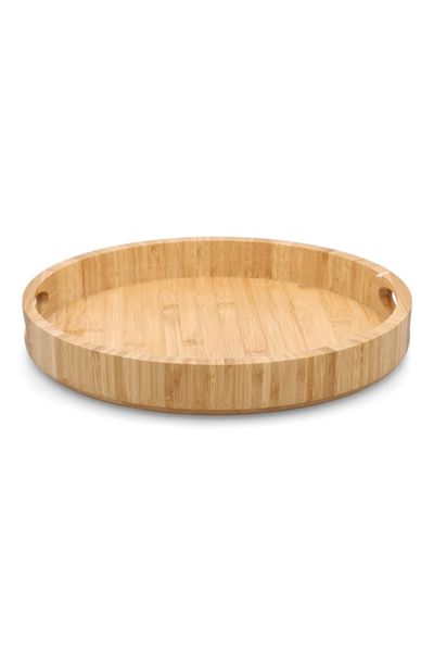 Bien Servi Round Bamboo Serving Tray with Handle 38 x 5cm