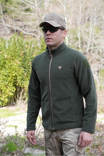 Wolftrap Tactical Hazal Khaki Honeycomb Fleece Jacket, Outdoor Fleece, Tactical Fleece Coat