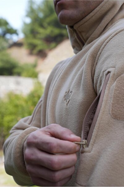 Wolftrap Tactical Beige Color 5 Pocket Fleece Jacket, Comfortable and Flexible Fleece Coat