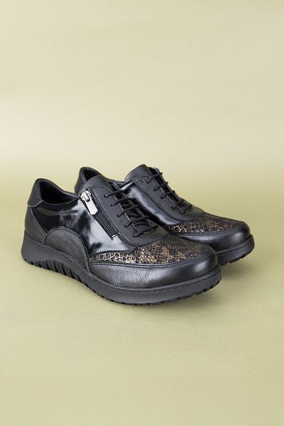 Getcho Gamsu Women's Genuine Leather Patent Leather Black Casual Shoes