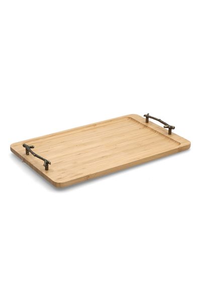 Bien Servi Bamboo Serving Tray with Metal Handle 40 x 25cm