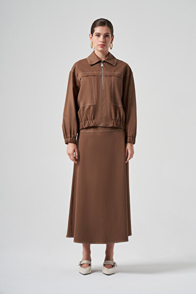 Nuss Κοντό μπουφάν με φερμουάρ 6027 Σκούρο καφέ