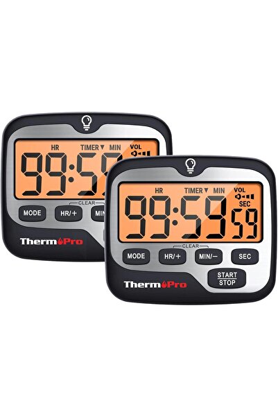 ThermoPro TM01 Mutfak,Spor, Ders Alarmlı Kronometre, Geri Sayım Sayacı ve Dijital Saat - 2 Adet