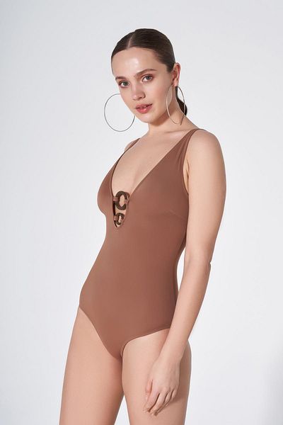 HAREM SUARE Costum de baie Plaisir cu decolteu în V Latte