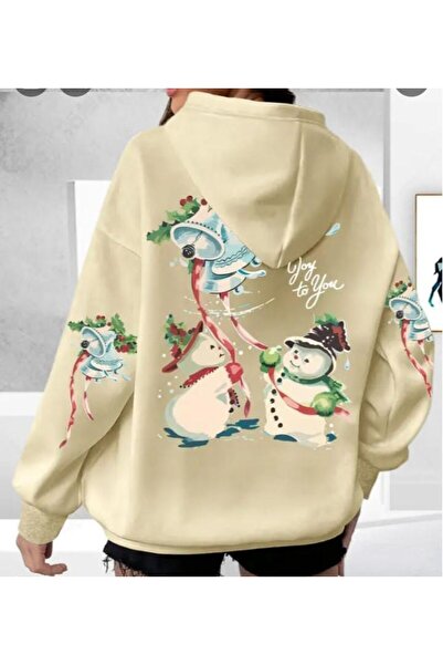 Eritqaa Christmas Printed Black Hooded Sweatshirt Hoodie