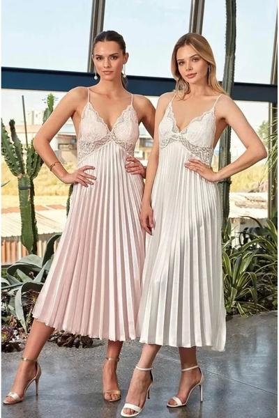 Nurteks 7115 Satin Long Nightgown Ecru