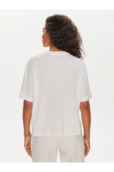Guess Γυναικείο μπλουζάκι με λογότυπο λαιμού Mid Organic White