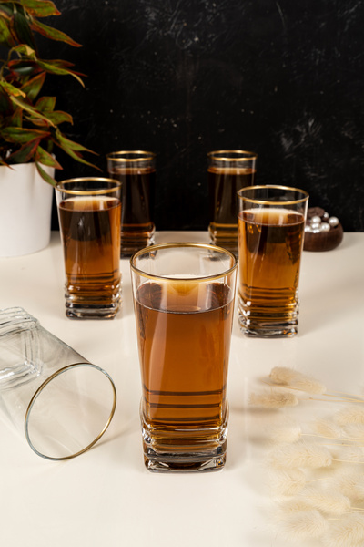 çarşıdayız Yaldızlı 6 Kişilik 6'lı Uzun Kahve Yanı Su Bardağı Seti - 335 cc Ş...