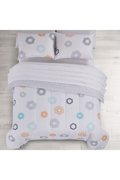 Orange Bed & Bath طقم لحاف مزدوج من ذا بيج وان، 9 قطع - هيكساجون جيو | 236 × 264 سم