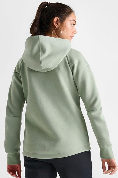 Nike Sportswear Tech Fleece Full Zip Hoodie Dark Heather Black Women's Hooded Sweatshirt Water Green