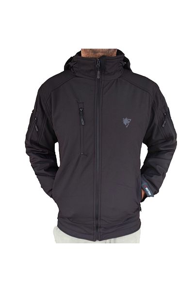 Wolftrap Tactical Black Softshell Coat 2036 Hooded 5 Pocket Water and Windproof Coat