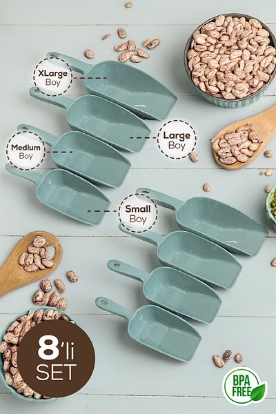 Vienev Mint Colored 8-Piece Plastic Food Shovel Set