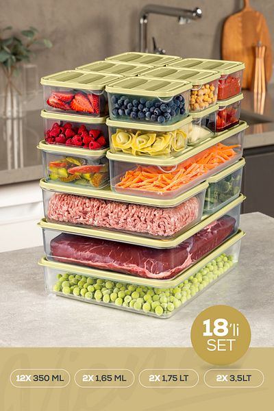 Vienev Yellow Refrigerator Freezer Organizer - 18Pcs 12X350Ml 2X165Lt 2X175Lt 2X350Lt