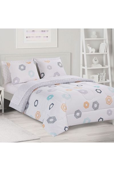 Orange Bed & Bath طقم لحاف مزدوج من ذا بيج وان، 9 قطع - هيكساجون جيو | 236 × 264 سم