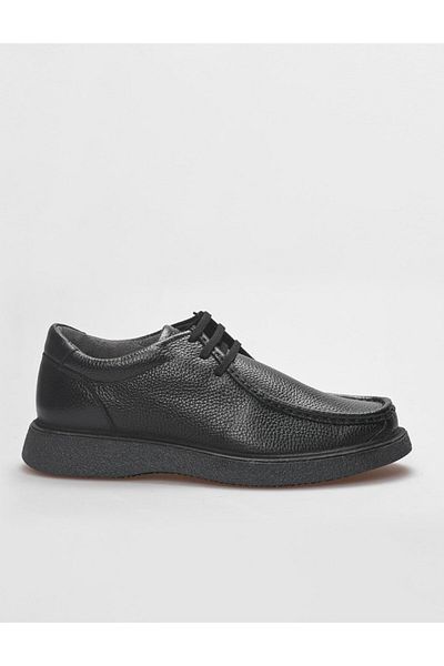 Cabani Genuine Leather Black Lace-Up Men's Casual Shoes