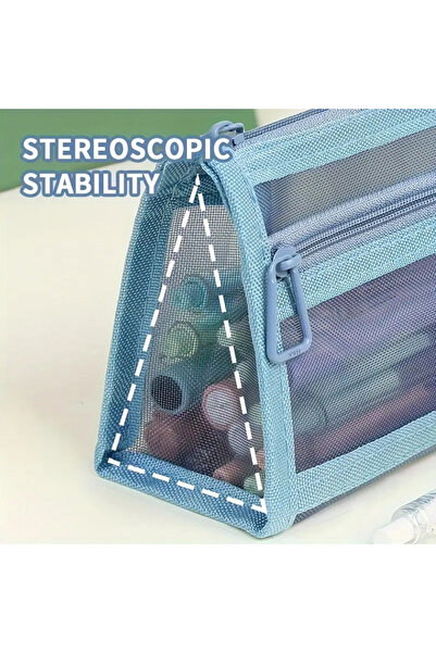 TATA CRAFT Morandi * Mavi File Düzenleme Çantası Kalemlik Kozmetik Çantası