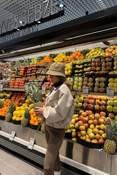 Bak Moda Basic Beige Premium μπουφάν με γιακά πόλο με λεπτομέρεια τσέπης