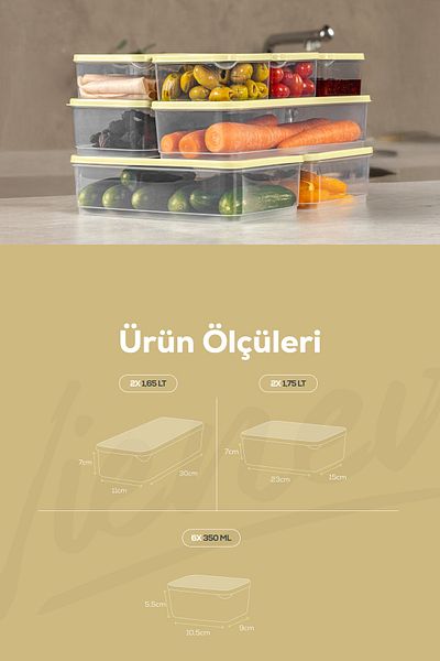 Vienev Yellow 10-Piece Refrigerator Freezer and Storage Set - 6X350Ml, 2X1,65Lt, 2X1,75Lt