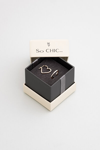 So CHIC... Romantik Kalp 18 Ayar Sarı Altın Kaplama Gümüş Küpe