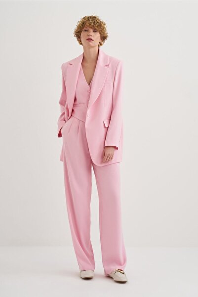 Mathilda Store Powder Pink V-Neck Valeria Special Edition Vest - Button Closure, Zero Sleeve, Thick Strap