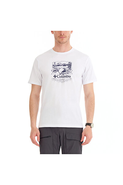 Columbia Lakeside Badge Erkek Beyaz Outdoor T-Shirt CS0232-100