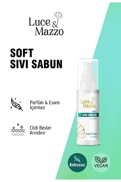 Luce & Mazzo Soft Liquid Soap 50 ml with Vitamin E Suitable for Ihram - Unscented and Moisturizing Care