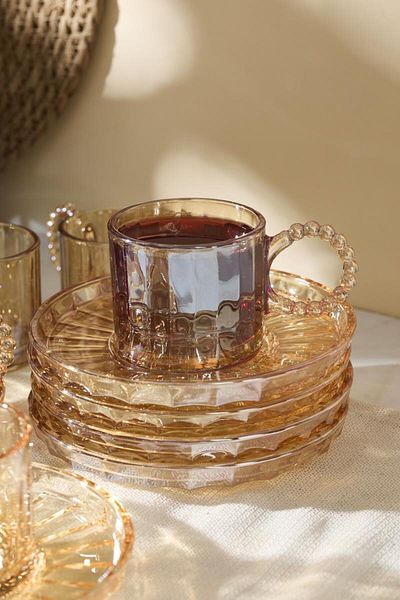 Perotti Ringo Line Amber 6-Piece Beaded Tea Cup with Handles