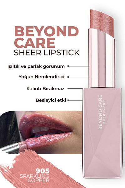 Alix Avien Beyond Care Sheer Lipstick 905 - Sparkling Copper - Intense Moisturizing Nourishing Effect - Shiny Lipstick