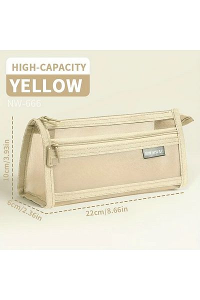 TATA CRAFT Morandi * Beige Mesh Organizing Bag Pen Holder Cosmetic Bag