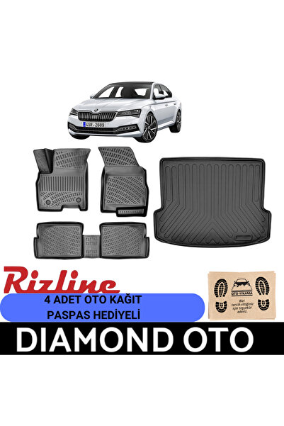 Rizline Skoda Superb 3d havuzlu paspas ve bagaj havuzu 2015-2016-2017-2018-20...