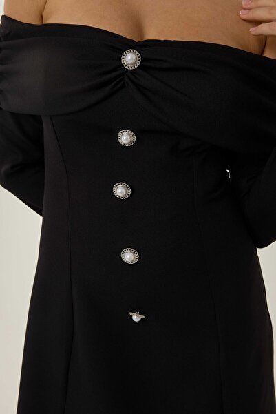 Hiccup Μίνι φόρεμα με μαργαριταρένια κουμπιά με λεπτομέρεια από τον ώμο