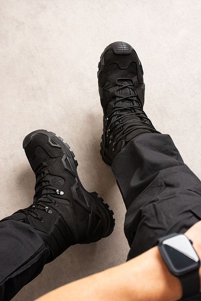 SINGLE SWORD SS603 Αδιάβροχο Lace Up Tactical/Outdoor Winter Military Long Black Desert Boots
