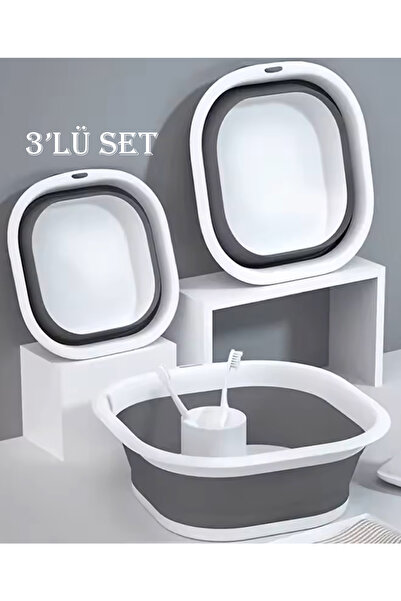 Lira 3'lü Katlanır Badya Leğen Akordiyon Katlanabilir Badya Set 2,7 Lt - 5 Lt...