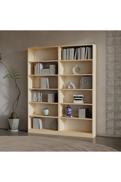 RAFKESTİR ALİZYA SUNTALAM KİTAPLIK ( 200 X 160 X 28 ) KREM ( MAT )