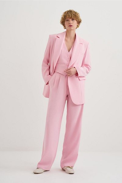 mathilda store Powder Pink V-Neck Valeria Special Edition Vest - Button Closure, Zero Sleeve, Thick Strap