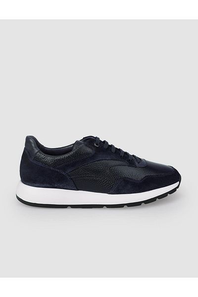 Cabani 100% Genuine Leather Navy Blue Men's Sneakers