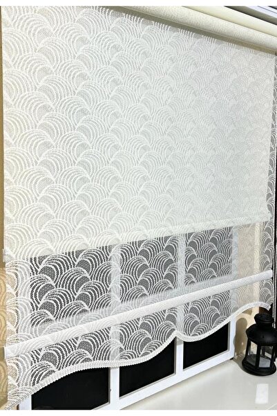 StorBurada Çift Mekanizmalı Kirli Beyaz Tül Perde ve Ekru Stor Perde STB-102