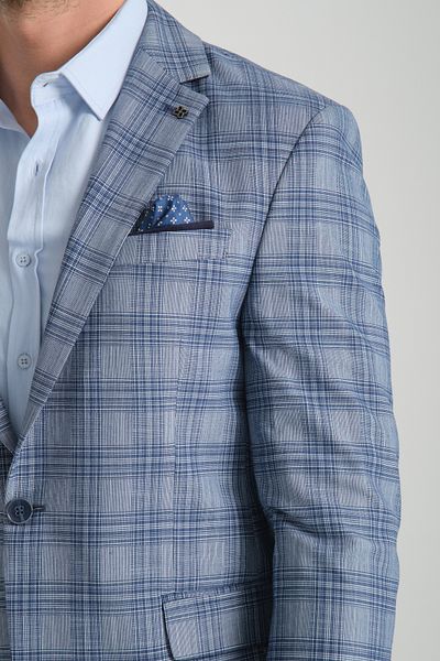 Frappoli Светло тъмносиньо карирано мъжко сако Slim Fit