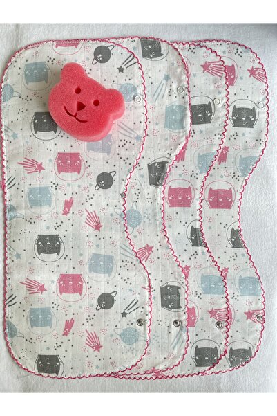 MASALBABY مريلة أطفال رباعية الطبقات من الموسلين/غطاء كتف وإسفنجة حمام