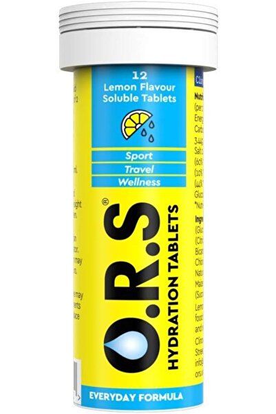 ORS أقراص ترطيب مع إلكتروليتات - نكهة الليمون الطبيعية 12 قرصًا