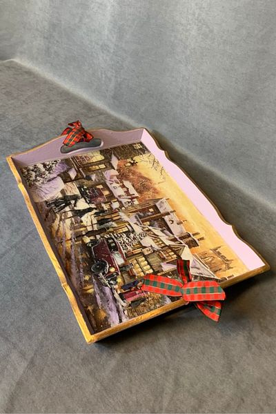 Uretti - Funda 1603 Handmade New Year Themed Epoxy Wooden Tray - 31 X 43 cm
