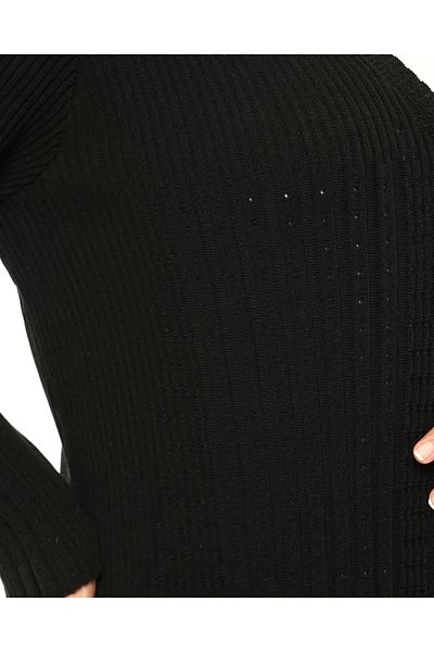 Laden Knitwear Large Size Women's Mother Long Soft Black Stretchy Cardigan