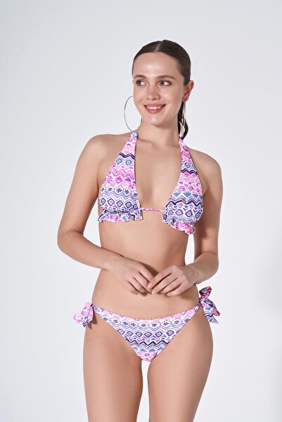 HAREM SUARE Costum de bikini cu decupaj triunghi cu volane Nevers cu model au...