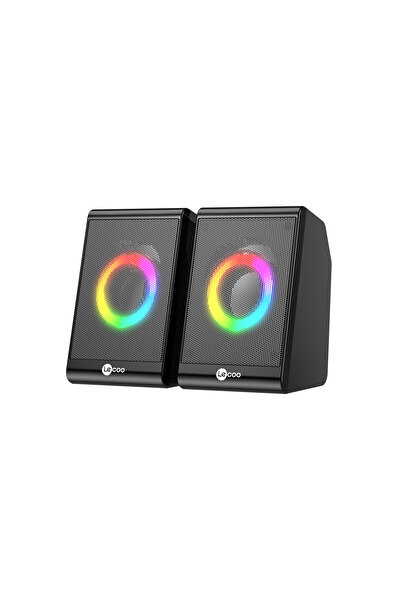 Lecoo DS100 Kablolu 1+1 6W RGB Aydınlatmalı Stereo Soundbar Masaüstü Hoparlör Siyah